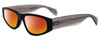 Profile View of Rag&Bone 1047 Designer Polarized Sunglasses with Custom Cut Red Mirror Lenses in Black Grey Crystal Unisex Oval Full Rim Acetate 55 mm