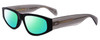 Profile View of Rag&Bone 1047 Designer Polarized Reading Sunglasses with Custom Cut Powered Green Mirror Lenses in Black Grey Crystal Unisex Oval Full Rim Acetate 55 mm