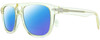 Profile View of Rag&Bone 5005 Designer Polarized Reading Sunglasses with Custom Cut Powered Blue Mirror Lenses in Crystal Yellow Gold Unisex Pilot Full Rim Acetate 53 mm