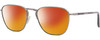 Profile View of Rag&Bone 5017 Designer Polarized Sunglasses with Custom Cut Red Mirror Lenses in Matte Ruthenium Silver Grey Tokyo Tortoise Unisex Panthos Full Rim Metal 54 mm