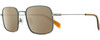 Profile View of Rag&Bone 5023 Designer Polarized Sunglasses with Custom Cut Amber Brown Lenses in Slate Grey Ruthenium Silver Brown Crystal Unisex Square Full Rim Metal 51 mm
