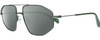 Profile View of Rag&Bone 5036 Designer Polarized Sunglasses with Custom Cut Smoke Grey Lenses in Satin Ruthenium Silver Green Crystal Mens Pilot Full Rim Metal 57 mm