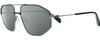 Profile View of Rag&Bone 5036 Designer Polarized Sunglasses with Custom Cut Smoke Grey Lenses in Black Ruthenium Silver Mens Pilot Full Rim Metal 57 mm