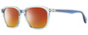 Profile View of Rag&Bone 5034 Parker Designer Polarized Sunglasses with Custom Cut Red Mirror Lenses in Crystal Blue Grey Unisex Square Full Rim Acetate 52 mm