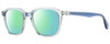 Profile View of Rag&Bone 5034 Parker Designer Polarized Reading Sunglasses with Custom Cut Powered Green Mirror Lenses in Crystal Blue Grey Unisex Square Full Rim Acetate 52 mm