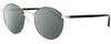 Profile View of GUCCI GG0297OK-003 Designer Polarized Sunglasses with Custom Cut Smoke Grey Lenses in Gloss Black Gold Ladies Round Full Rim Metal 52 mm