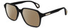 Profile View of GUCCI GG0469O-001 Designer Polarized Sunglasses with Custom Cut Amber Brown Lenses in Gloss Black Gold Unisex Square Full Rim Acetate 56 mm