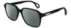 Profile View of GUCCI GG0469O-001 Designer Polarized Sunglasses with Custom Cut Smoke Grey Lenses in Gloss Black Gold Unisex Square Full Rim Acetate 56 mm
