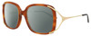 Profile View of GUCCI GG0648O-003 Designer Polarized Sunglasses with Custom Cut Smoke Grey Lenses in Auburn Brown Havana Gold Black Ladies Square Full Rim Acetate 55 mm