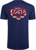 Lifestyle image 2 of Costa Del Mar Duval Short Sleeve T Shirt in Blue with Red White Small 100%Cotton