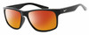 Profile View of NIKE Cruiser-EV0834-001 Designer Polarized Sunglasses with Custom Cut Red Mirror Lenses in Gloss Black Silver Unisex Rectangular Full Rim Acetate 59 mm
