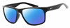 Profile View of NIKE Cruiser-EV0834-001 Designer Polarized Sunglasses with Custom Cut Blue Mirror Lenses in Gloss Black Silver Unisex Rectangular Full Rim Acetate 59 mm