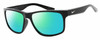 Profile View of NIKE Cruiser-EV0834-001 Designer Polarized Reading Sunglasses with Custom Cut Powered Green Mirror Lenses in Gloss Black Silver Unisex Rectangular Full Rim Acetate 59 mm