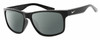 Profile View of NIKE Cruiser-EV0834-001 Designer Polarized Reading Sunglasses with Custom Cut Powered Smoke Grey Lenses in Gloss Black Silver Unisex Rectangular Full Rim Acetate 59 mm