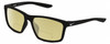 Profile View of NIKE Valiant-MI-010 Designer Polarized Reading Sunglasses with Custom Cut Powered Sun Flower Yellow Lenses in Matte Black White Unisex Rectangular Full Rim Acetate 60 mm