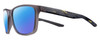 Profile View of NIKE Essent-Endvor-EV1117-010 Designer Polarized Sunglasses with Custom Cut Blue Mirror Lenses in Matte Gunsmoke Grey Black Yellow Unisex Panthos Full Rim Acetate 57 mm