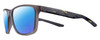 Profile View of NIKE Essent-Endvor-EV1117-010 Designer Polarized Reading Sunglasses with Custom Cut Powered Blue Mirror Lenses in Matte Gunsmoke Grey Black Yellow Unisex Panthos Full Rim Acetate 57 mm