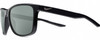 Profile View of NIKE Essent-Endvor-EV1122-001 Designer Polarized Sunglasses with Custom Cut Smoke Grey Lenses in Gloss Black Silver Unisex Panthos Full Rim Acetate 57 mm