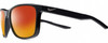 Profile View of NIKE Essent-Endvor-EV1122-001 Designer Polarized Sunglasses with Custom Cut Red Mirror Lenses in Gloss Black Silver Unisex Panthos Full Rim Acetate 57 mm