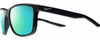 Profile View of NIKE Essent-Endvor-EV1122-001 Designer Polarized Reading Sunglasses with Custom Cut Powered Green Mirror Lenses in Gloss Black Silver Unisex Panthos Full Rim Acetate 57 mm