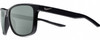 Profile View of NIKE Essent-Endvor-EV1122-001 Designer Polarized Reading Sunglasses with Custom Cut Powered Smoke Grey Lenses in Gloss Black Silver Unisex Panthos Full Rim Acetate 57 mm