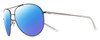 Profile View of NIKE Chance-EV1217-010 Designer Polarized Sunglasses with Custom Cut Blue Mirror Lenses in Metallic Gunmetal Grey Frosted Crystal Unisex Pilot Full Rim Metal 61 mm
