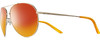 Profile View of NIKE Chance-EV1218-751 Designer Polarized Sunglasses with Custom Cut Red Mirror Lenses in Shiny Gold Orange Crystal Unisex Pilot Full Rim Metal 61 mm