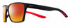 Profile View of NIKE Maverick-P-EV1097-010 Designer Polarized Sunglasses with Custom Cut Red Mirror Lenses in Matte Black Red Unisex Square Full Rim Acetate 59 mm