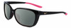 Profile View of NIKE Sentiment-CT7878-010 Designer Polarized Reading Sunglasses with Custom Cut Powered Smoke Grey Lenses in Gloss Black Hot Pink Rose Gold Ladies Square Full Rim Acetate 56 mm