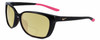 Profile View of NIKE Sentiment-CT7878-010 Designer Polarized Reading Sunglasses with Custom Cut Powered Sun Flower Yellow Lenses in Gloss Black Hot Pink Rose Gold Ladies Square Full Rim Acetate 56 mm