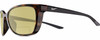 Profile View of NIKE Sentiment-220 Designer Polarized Reading Sunglasses with Custom Cut Powered Sun Flower Yellow Lenses in Gloss Brown Tortoise Havana Matte Black Grey Ladies Square Full Rim Acetate 56 mm