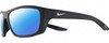 Profile View of NIKE Brazn-Boost-P-CT8177-060 Designer Polarized Sunglasses with Custom Cut Blue Mirror Lenses in Matte Anthracite Grey White Mens Rectangular Full Rim Acetate 57 mm