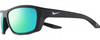 Profile View of NIKE Brazn-Boost-P-CT8177-060 Designer Polarized Reading Sunglasses with Custom Cut Powered Green Mirror Lenses in Matte Anthracite Grey White Mens Rectangular Full Rim Acetate 57 mm
