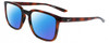 Profile View of NIKE Circuit-MI-220 Designer Polarized Reading Sunglasses with Custom Cut Powered Blue Mirror Lenses in Gloss Auburn Brown Tortoise Havana Unisex Square Full Rim Acetate 55 mm