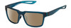 Profile View of NIKE Fleet-R-EV099-442 Designer Polarized Sunglasses with Custom Cut Amber Brown Lenses in Matte Navy Blue Turquoise Mens Square Full Rim Acetate 55 mm