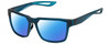 Profile View of NIKE Fleet-R-EV099-442 Designer Polarized Reading Sunglasses with Custom Cut Powered Blue Mirror Lenses in Matte Navy Blue Turquoise Mens Square Full Rim Acetate 55 mm