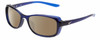 Profile View of NIKE Breeze-CT8031-410 Designer Polarized Sunglasses with Custom Cut Amber Brown Lenses in Midnight Navy Blue Crystal Ladies Oval Full Rim Acetate 57 mm