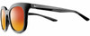 Profile View of NIKE Myriad-P-CW4720-010 Designer Polarized Sunglasses with Custom Cut Red Mirror Lenses in Gloss Black Silver Ladies Panthos Full Rim Acetate 52 mm
