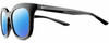 Profile View of NIKE Myriad-P-CW4720-010 Designer Polarized Sunglasses with Custom Cut Blue Mirror Lenses in Gloss Black Silver Ladies Panthos Full Rim Acetate 52 mm