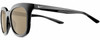 Profile View of NIKE Myriad-P-CW4720-010 Designer Polarized Sunglasses with Custom Cut Amber Brown Lenses in Gloss Black Silver Ladies Panthos Full Rim Acetate 52 mm