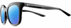 Profile View of NIKE Myriad-P-CW4720-010 Designer Polarized Reading Sunglasses with Custom Cut Powered Blue Mirror Lenses in Gloss Black Silver Ladies Panthos Full Rim Acetate 52 mm