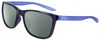 Profile View of NIKE Dawn-Ascent-556 Designer Polarized Reading Sunglasses with Custom Cut Powered Smoke Grey Lenses in Gloss Navy Blue Indigo Purple Crystal Unisex Panthos Full Rim Acetate 57 mm