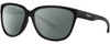 Profile View of Smith Optics Monterey Designer Polarized Reading Sunglasses with Custom Cut Powered Smoke Grey Lenses in Gloss Black Gold Ladies Panthos Full Rim Acetate 58 mm