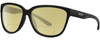 Profile View of Smith Optics Monterey Designer Polarized Reading Sunglasses with Custom Cut Powered Sun Flower Yellow Lenses in Gloss Black Gold Ladies Panthos Full Rim Acetate 58 mm