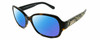 Profile View of Kate Spade AKIRA Designer Polarized Reading Sunglasses with Custom Cut Powered Blue Mirror Lenses in Gloss Brown Tortoise Havana Black Beige Gold Ladies Square Full Rim Acetate 54 mm