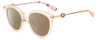 Profile View of Kate Spade KEESEY Designer Polarized Sunglasses with Custom Cut Amber Brown Lenses in Gloss Blush Pink Crystal Rose Gold Black Stripes Ladies Cat Eye Full Rim Acetate 53 mm