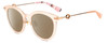 Profile View of Kate Spade KEESEY Designer Polarized Reading Sunglasses with Custom Cut Powered Amber Brown Lenses in Gloss Blush Pink Crystal Rose Gold Black Stripes Ladies Cat Eye Full Rim Acetate 53 mm