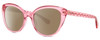 Profile View of Kate Spade AMBERLEE Designer Polarized Sunglasses with Custom Cut Amber Brown Lenses in Gloss Watermelon Pink Crystal Red Heard Pattern Ladies Cat Eye Full Rim Acetate 55 mm