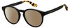 Profile View of Marc Jacobs 351/S Designer Polarized Sunglasses with Custom Cut Amber Brown Lenses in Gloss Black Tortoise Havana Amber Brown Crystal Unisex Round Full Rim Acetate 52 mm