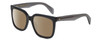 Profile View of Rag&Bone RNB1018/S Designer Polarized Sunglasses with Custom Cut Amber Brown Lenses in Gloss Black Grey Crystal Ladies Square Full Rim Acetate 56 mm
